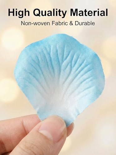 1000 Pcs Artificial Fake Rose Petals,Flower Petals for Romantic Night, Engagement, Party, Wedding, Event Flower Decorations, in Bulk(Light Blue and White) - color: Light Blue and White, size: 1000Pcs
