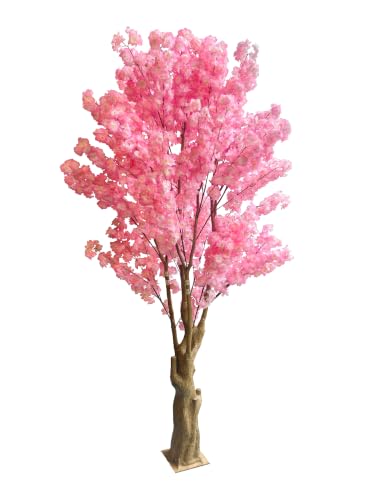 7FT Artificial Cherry Blossom Tree, Pink Faux Blossom Tree with Realistic Stump Trunk, Large Decorative Artificial Plant for Living Room, Office, Entryway, Wedding & Indoor Home Décor - color: Pink, size: 7ft