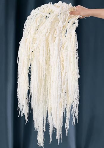 17PCS Dried Amaranthus Hanging Flowers – 100% Natural 23" Ivory White Preserved Amaranthus for Wedding Decor, Floral Arrangements, Arch Backdrop, Table Centerpieces & Home Wall Hanging - color: 17pcs Ivory White