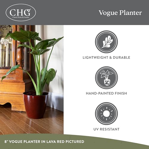 Classic Home and Garden Vogue Planter Pots w/Pottery Quality Finish - Modern Indoor & Outdoor Flower Pots - UV-Resistant Porch Planters - Decorative Pot for Flowers & Herbs (8” Willow Green) - color: Willow Green