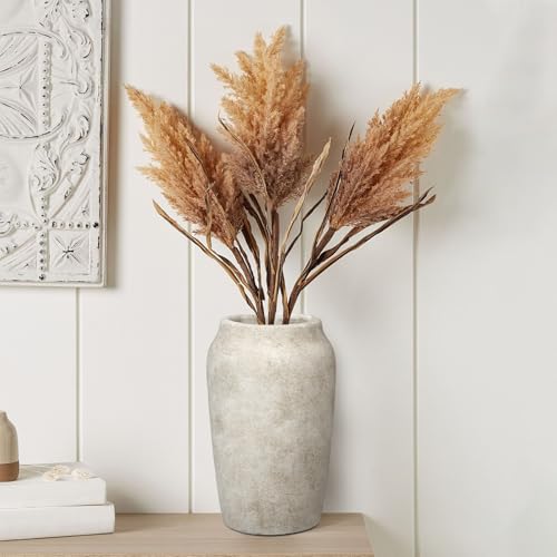 Briful Rustic Vintage Ceramic Vase, 9.06'' Farmhouse Table Decor with Wide Mouth, Large Decorative Vases for Home Decor, Living Room, Entryway & Shelf Styling, Beige - color: 9.06'' Beige