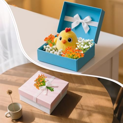 RAINFLOW Babys Breath Artificial Flowers Bulk - 100PCS Mini Flowers for Decoration Scrapbook Supplies Flower Garland Wedding Decorations for Reception Bouquet Accessories Home Decor(White Orange) - color: Orange White, size: 100 PCS