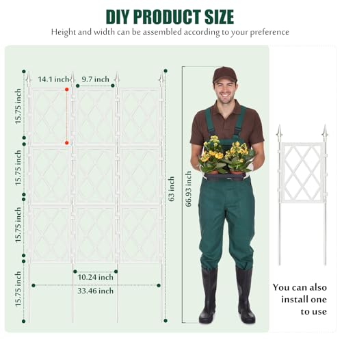 WellSign 5.25FT Metal Pipe Trellis for Climbing Plants Outdoor, Garden Wall White Trellis with Garden Twist Tie, Support Tall Plant Fence for Ivy Vines Rose Flower - color: White
