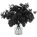 Tinsow 5 Pcs Black Artificial Eucalyptus Stems Faux Eucalyptuses Branches Black Leaf Halloween Centerpiece Halloween Home Decor (Black, 5) - color: Black