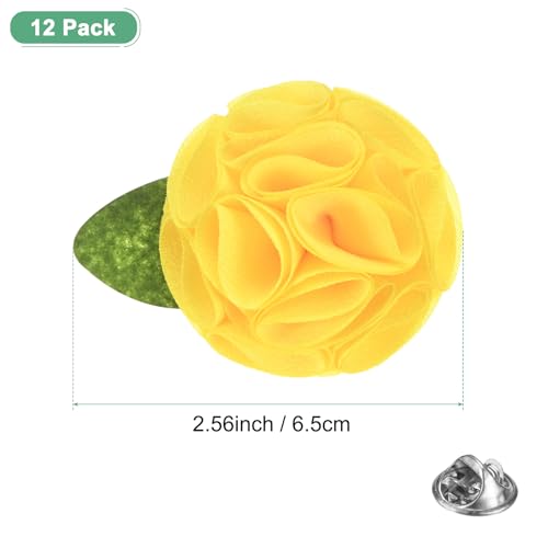 M METERXITY 12-Pack Lapel Pin for Men, Handmade Flower Brooch Button Pins for Men Suits, Formal Boutonnieres - color: Yellow