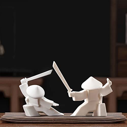 LYART Samurai Statue Decor Japanese Warrior Decor Children's Room Statues, Kongfu Tea Pet Decoration, Incense Holder for Stick Burner Incense Stick Holder (White2 and White3) - color: Whiteb and Whitec