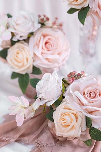 Blush Pink Wedding Centerpieces Flowers Mini Bridesmaid Bouquets Set of 6 Pre-Made Wedding Flowers for Tables Artificial Flowers - color: Blush Pink