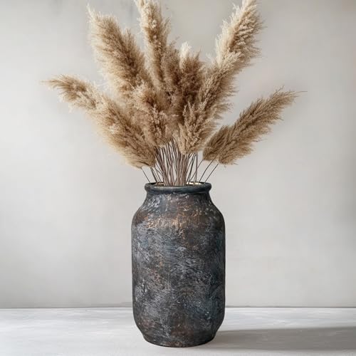 Rustic Ceramic Vase, Terracotta Pottery Decorative Vase, Farmhouse Decor for Living Room, Home, Fireplace, Shelf Decor, 9 Inch, Bronze - color: Rustic Bronze