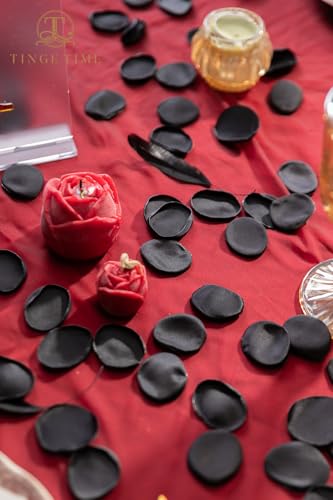 TINGE TIME 200pcs Silk Rose Petals Black Flower Petals for Wedding, Flower Girl Basket, Aisle Runner, Romantic Dinner Centerpieces, Proposal, Party Confetti - color: Black