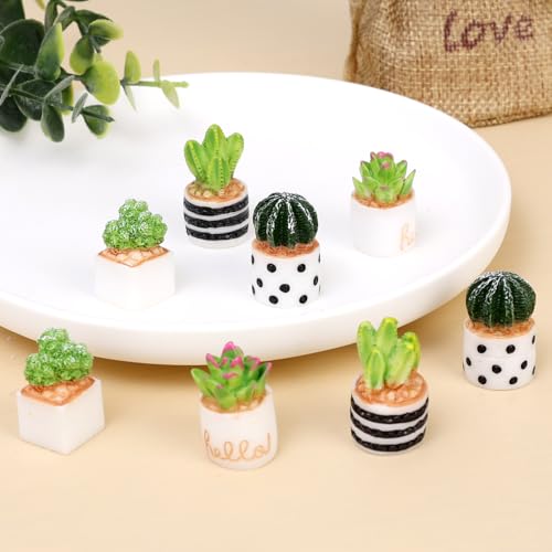 4PCS Cartoon Cute Artificial Plants Artificial Resin Cactus Potted Ornaments Home Tabletop Ornaments Office Desktop Decor