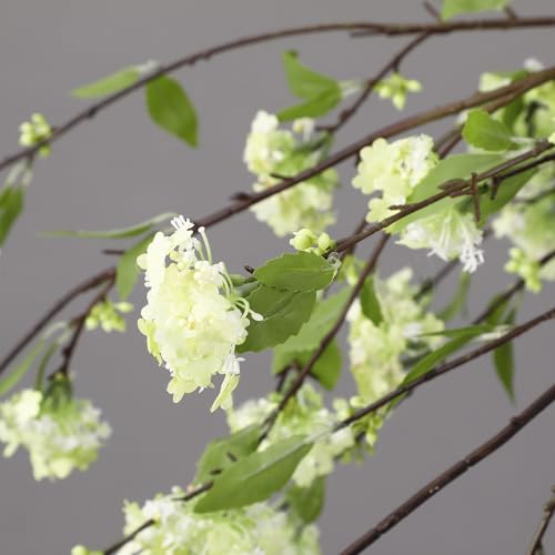 4 Pcs Artificial Plants Flowers 43" Faux Greenery Long Stem Branches for Vase Realistic Silk Fake Snowball Viburnum Artificial Hydrangea Flowers for Tall Vase Home Table Decor(Green) - color: Green