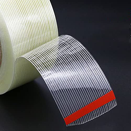 KAIY Strapping Tape, 2 Roll 1/2 inch x 60 yds Packing Tape, Heavy Duty Reinforced Fiberglass Tape, Transparent, Waterproof, 100 lbs per inch Tensile Strength