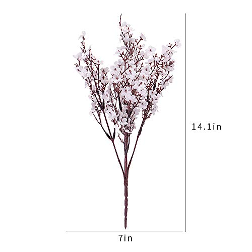 6PCS Artificial Baby Breath Flowers Fake Silk Real Touch DIY Floral Bouquets Decor Wedding Party Decoration Arrangements(White) - color: White
