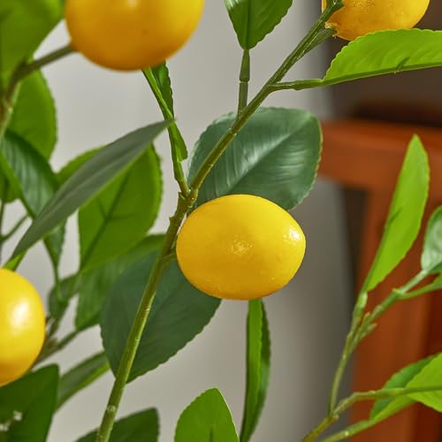 Heleze 36 Inch Artificial Lemon Branches for Vases Greenery Stems with Faux Fruits Realistic Lifelike Fake Lemon Tree Branch for Home, Dining Table, Kitchen Decor
