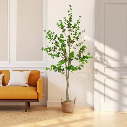 Christopher Knight Home Annas 76''H Artificial Tree Indoor, Artificial Enkianthus Tree with Pot, Tropical Style Faux Tree with Black Plastic Pot, Artificial Plant for Home Office Decor, 1pcs, Green - color: Green/76''h