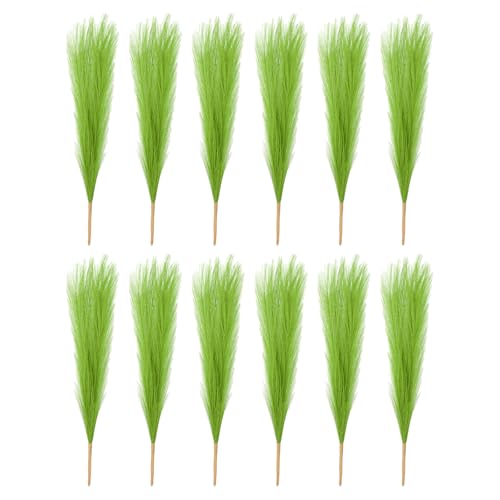 PATIKIL 17 Inch Faux Pampas Grass, 12 Pcs Boho Decor for Home Decoration Artificial Tall Fluffy Stems for Wedding Flower Party Vase Arrangement Centerpieces, Grass Green - color: Grass Green