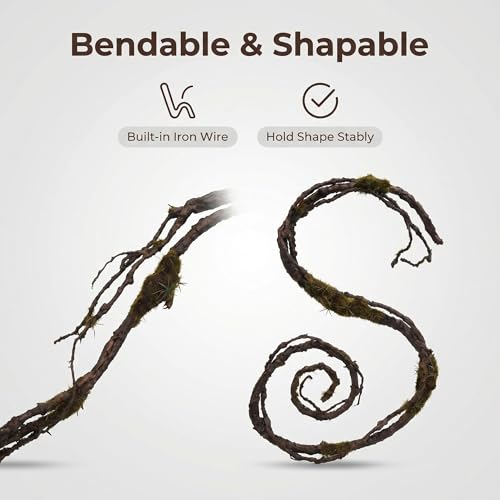 98.4in Artificial Creepy Flexible Tree Branches Halloween Wreath Moss Vines | Bendable Twisted Plants Twigs Wall Hanging Grape Garland Faux Wood Tree Trunk Cherry Blossom Outdoor Jungle Arch Decoration