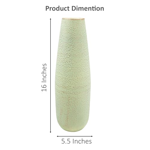 Hosley 16-Inch High Metal Vase for Home Decor-Light Green with Gold Brushing, Ideal Room and Bedroom Decor, Perfect for Dried Flowers, Floral Arrangements, Weddings, Office Decor, Wedding Gift - color: Light Green With Gold Brushing 2
