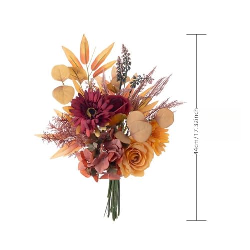 Artificial Flowers Artificial Plants Flowers Decoration Hydrangea Silk Flower Arrangements for Home Autumn Fall Bouquet Wedding Garden Festival Decor - color: Autumn Red