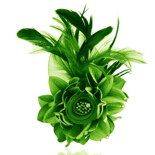 Elegant Flower Brooch for Women Wedding Party Dance Banquet Pins Feather Flower Fascinator Lady Floral Hairpins Dress Suit Lapel Pin Ceremony Accessories Corsage Brooches Vintage Jewelry Gifts - color: Green