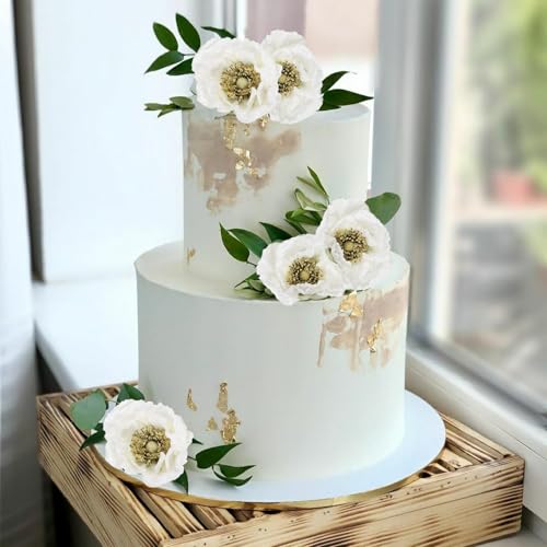 6PCS White Poppy Artificial Flowers 30 Heads Faux Poppy Flowers 26.77in Silk Flowers with Long Flocking Stems for Wedding Party Home Office Decoration(White) - color: White