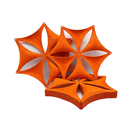 Felt Fiber Surface High Density Polyester Fiber Board 3D Flower Venus 14"x12" Hanging Room Divider Panel Cut Room Partition Home Decoratio(12 Pcs) (Orange) - color: Orange