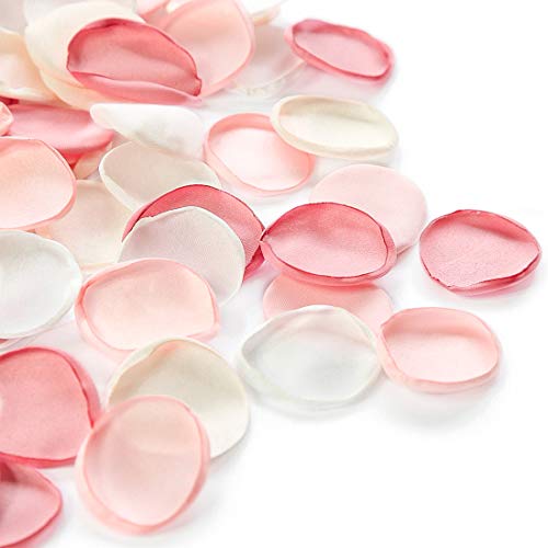 Floroom 300pcs Rose Petals Blush Pink Faux Silk Flower Petals for Wedding Flower Girl Basket Aisle Scatter Cake Dinner Table Centerpieces Party Confetti Bridal Shower Romantic Night Decoration - color: Coral Blush, size: 300pcs