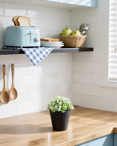 Fake Faux Gypsophila Artificial Plant – Small Faux Eucalyptus for Desk, Bathroom, Shelf, or Home Decor, Realistic Greenery for Farmhouse, Office & Kitchen Decoration PA-014 - size: PA-014