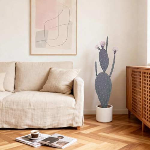 Artificial Cactus Plant, Tall UV Resistant Faux Cactus Plant, Realistic Texture Tall Fake Plant, Faux Desert Cacti Potted Plant with Planter for Indoor Outdoor Decoration - color: Pink 25p0101