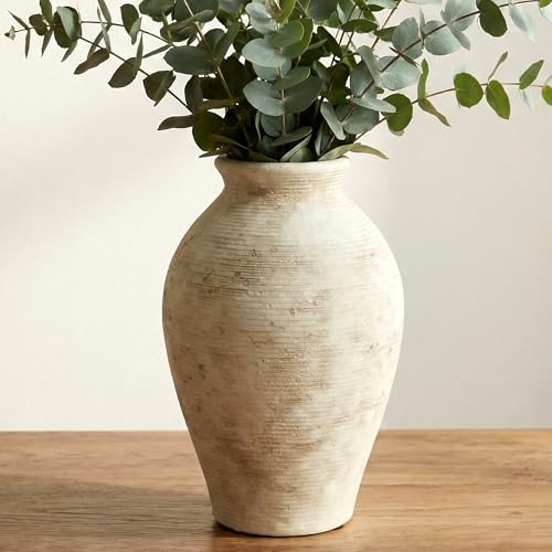 Ceramic Flower Vase, 9 Inch Vintage Large Vase for Living Room, Dining Room, Bathroom Indoor & Outdoor Home Decor - size: 9In