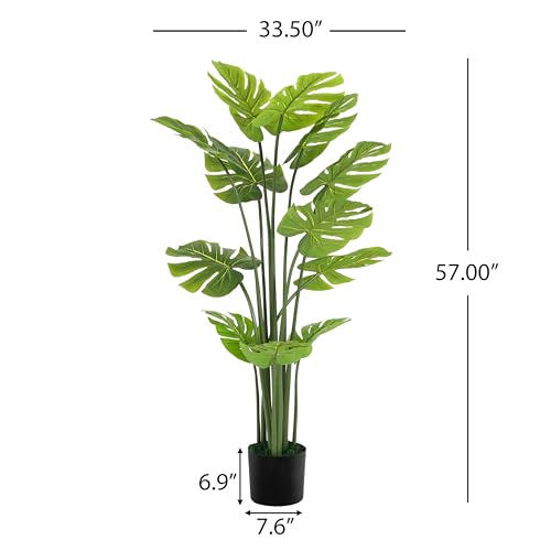 Christopher Knight Home Annas 57''H Artificial Tree Indoor, Artificial Monstera Deliciosa Plant with Black Plastic Pot, Tropical Style Faux Tree, Artificial Plant for Home Decor, 1pcs Set, Green - color: Green/57''h