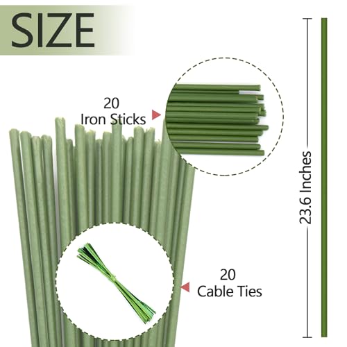 20Pcs Plant Stakes,Plant Sticks, Garden Bendable Single Stem Plant Support Stakes Tall for Indoor and Outdoor Plants,Potted Plants,Flowers,Orchid,Tomato-23.6 Inches Green - size: 23.6 Inches