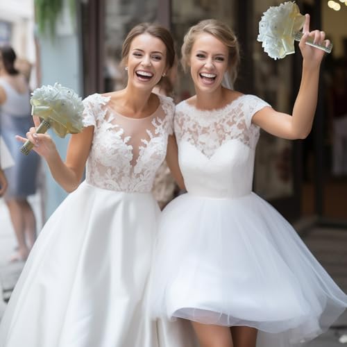 Wedding Bouquets for Bride, Bridal Flowers for Wedding, Bride Bridesmaid Hand Flowers Bridal Bouquet Crystal Diamond Silk Roses, Artificial Flowers Bouquet for Church Wedding Party (Beige) - color: Beige