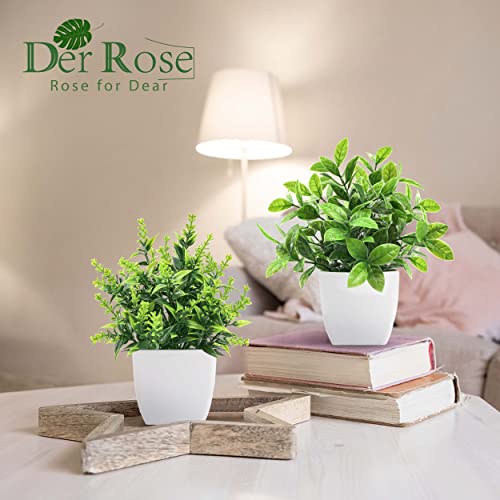 Der Rose 8 Pack Fake Plants Small Artificial Faux Potted Plants for Home Office Farmhouse Bathroom Bedroom Decor Indoor - color: Green