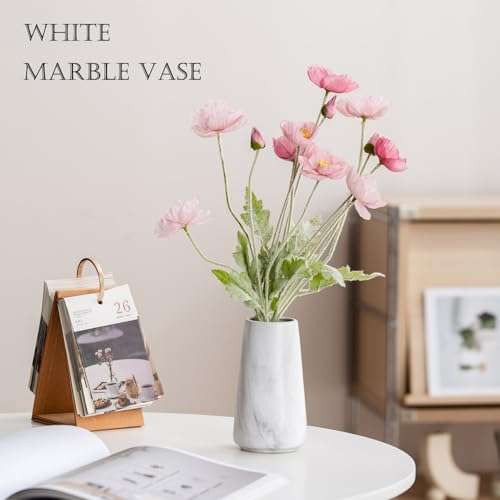 Marble White Vase - 6“ White Ceramic Flower vase, Boho Vases for Pampas Grass, Minimalist Modern vases for Home Decor, Table Shelf Living Room Farmhouse Decor - color: Marble White, size: Small