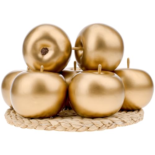 Gresorth 6 PCS Artificial Gold Apple Decorative Fake Apples Fruit Model Home Party Christmas Decoration - color: Gold Apple