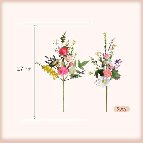 idyllic 17 Inch 6 Pcs Spring Butterfly-Colored Artificial Flower Branches, Decor for Vase Window Sill Table Centerpiece Mantel Living Room Office Spring Home Decor - size: 20 Inch