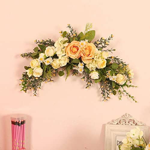 Artificial Chrysanthemum Floral Swag for, Realistic Arch Flower Hanging Arrangement for Home Decoration, Wedding, Party, Indoor and Outdoor use.