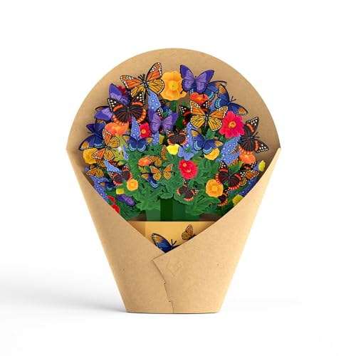 Lovepop Everyday Pop-Up Card for Her and Him - 3D Pop-Up Bouquet Greeting Cards for Men, Women - Lavender Butterfly - 12" x 8.5" Floral Bouquet - Blank Note Card Included - color: Brilliant Butterfly Bouquet