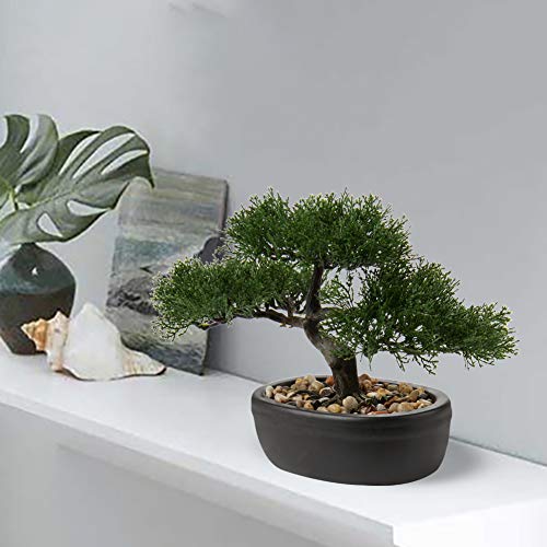 Artificial Bonsai Tree Juniper Faux Plants Indoor Small Fake Plants Decor with Ceramic Pots for Home Table Office Desk Bathroom Shelf Bedroom Living Room Farmhouse Decorations - style: Japanese