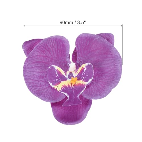 PATIKIL 9cm/3.5" Artificial Orchid Flower Heads, 20 Pack Silk Phalaenopsis Fake Butterfly Orchid Heads for Wedding Floral Bouquet Decor DIY Craft Making, Dark Purple - color: Dark Purple, size: 3.5"