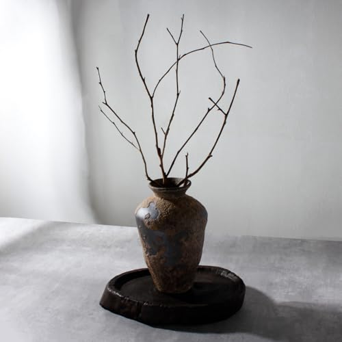 Rusty Ceramic Vase, Pottery Farmhouse Flower Vase for Centerpieces, Wabi Sabi Decorative Vase for Table, Living Room, Bedroom, Bathroom - color: Rust-tall, size: Small