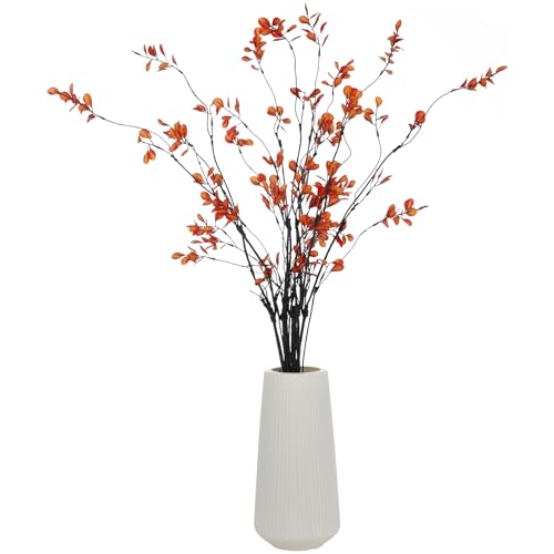 Homaisson 8 PCS Artificial Fall Branches, 38in Faux Red Leaf Stems | 38in bendable red leaf stems for tall vase filler, Thanksgiving table, mantel, fireplace, centerpiece and home decor - color: Red