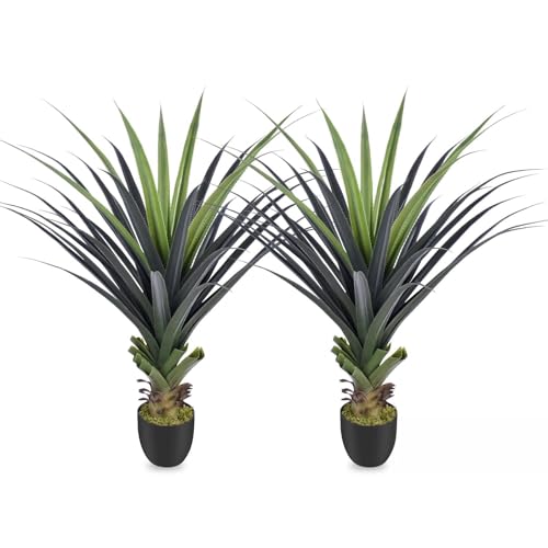 4ft Artificial Spiked Agave Plant, 48inch Faux Agave Plants Indoor Realistic Floor Plant Perfect for Front Porch, Patio, Indoor Outdoor Home, Office Decor (Set of 2) - size: 4ft