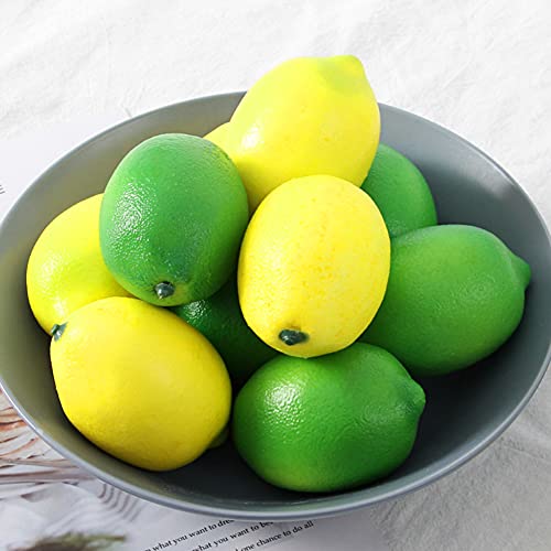 Faux Green Lemons Artificial Fruits Fake Lemon Lifelike Simulation for Lemonade Party Kitchen Table Decorations Garland Photography Props (Green, 5 Pack) - color: Green, size: 5 Pack