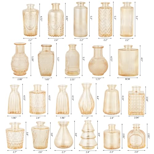 RUCKAE Glass Bud Vases Mini Flower Vase Small Vintage Vases for Centerpiece Table Wedding Decorations Home Decor Party(Gold 22 Pack) - style: Gold 22 Pack