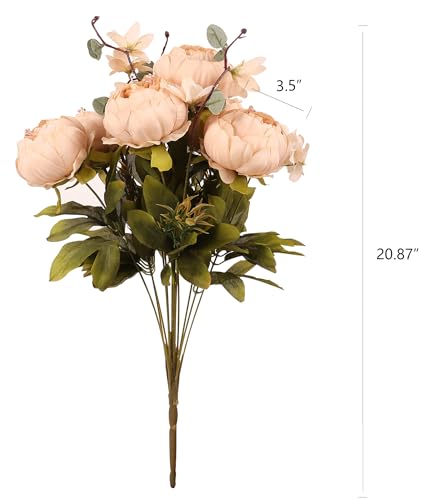 Duovlo Artificial Peony Silk Flowers Fake Flowers Vintage Wedding Home Decoration,Pack of 1 (Light Champagne) - color: Light Champagne