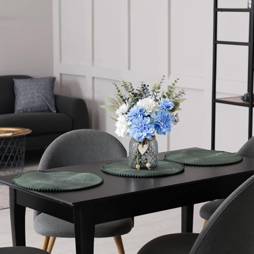 Leftover Fake Flowers in Vase,Faux Flowers in Vase,Table Centerpieces for Dining Room,Flower Centerpieces for Tables,Artificial Flowers,Kitchen Decor,Coffee Table Decor - color: Light Blue
