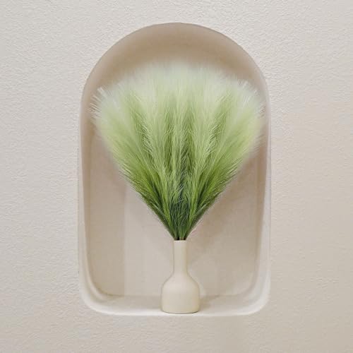 6 PCS Faux Pampas Grass Arrangement - 18"/45cm Artificial Fluffy Pompous Grass Stems for Boho Chic Home and Wedding Decor (Sage Green Gradient) - color: B1- Sage Green Gradient