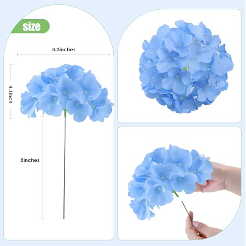AVIVIHO 65pcs Blue Hydrangea Artificial Flowers Bulk (Not Squished, No Steaming Need) Silk Flowers with Stems Fake Flowers for Wedding Decor,Home,Baby Shower,Table Centerpieces Decoration - color: Blue, size: Medium